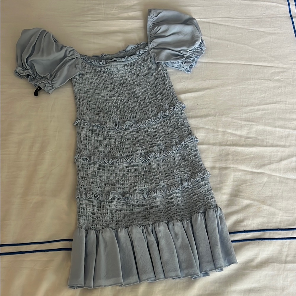 Katie J NYC Sky Blue Smocked Dress